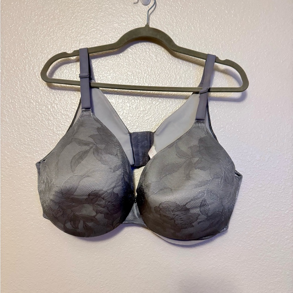 Cacique Gray Floral Lace Bra
